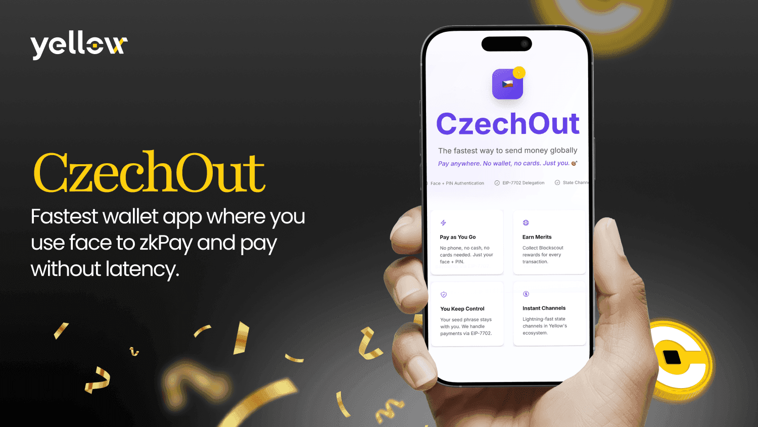 CzechOut onthult Face ID Smart Wallet  met zero-latency betalingen door integratie  van Yellow Protocol
