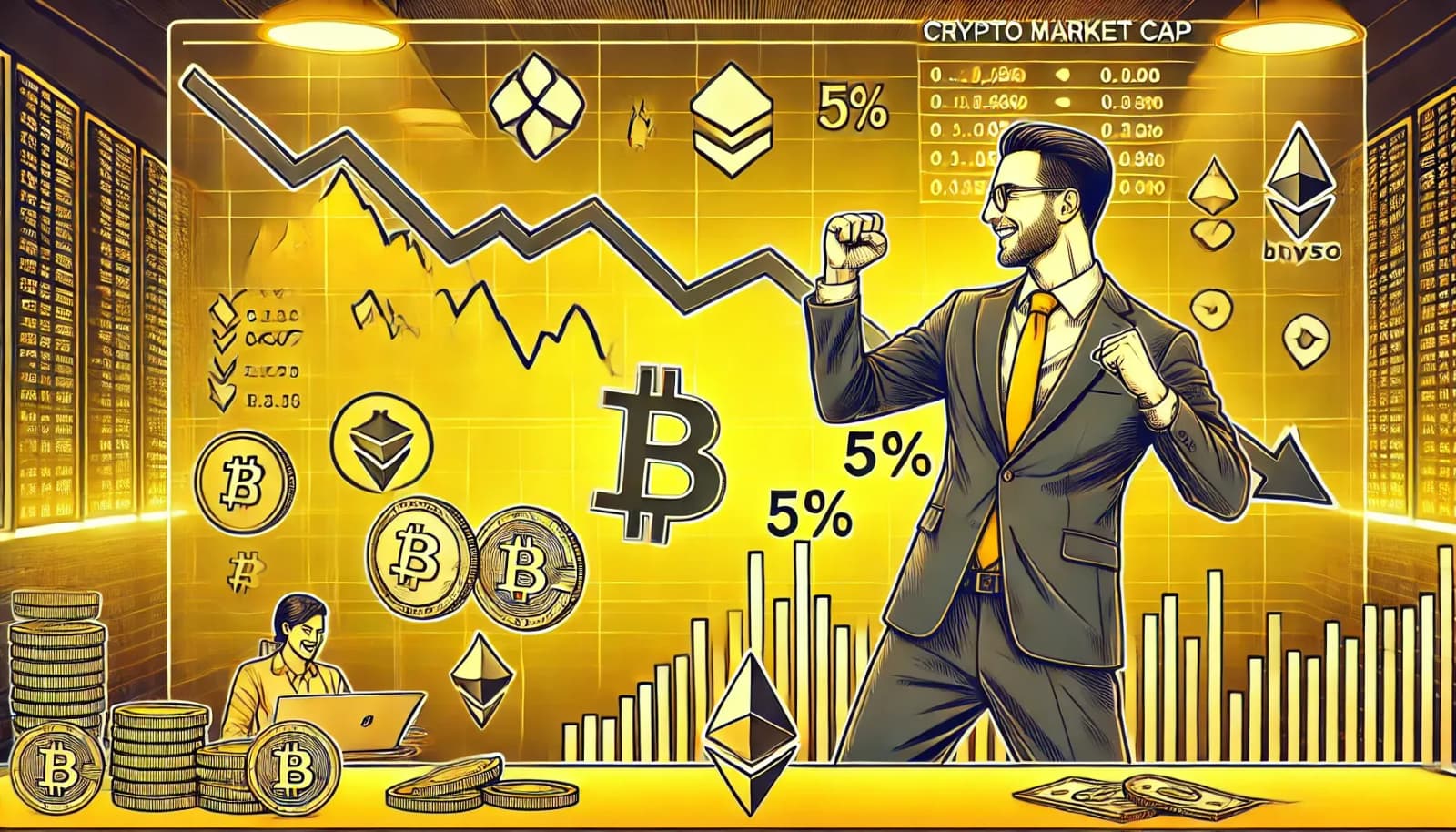 تراجع القيمة السوقية للعملات المشفرة بنسبة 5٪ في 24 ساعة بعد أرباح المستثمرين من فوز ترامب